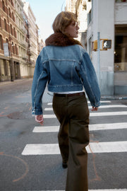 Emorelle™ Denim Jacket with Brown Fur Collar