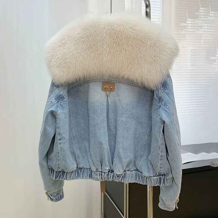 Emorelle™ Denim Fur Collar Cowboy Jacket