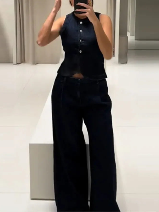 Emorelle™ Sleeveless Denim Matching set