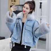 Emorelle™ Denim Wool Collar Jacket