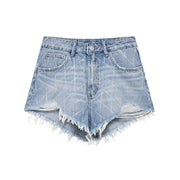 Emorelle™ Sparkly Curved High-Waisted Denim Shorts