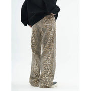 Emorelle™ Denim Leopard Print Washed Pants