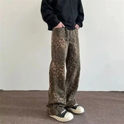Emorelle™ Denim Leopard Print Washed Pants