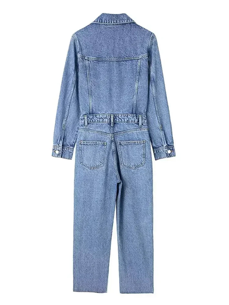 Emorelle™ Long Sleeves Denim Jumpsuit