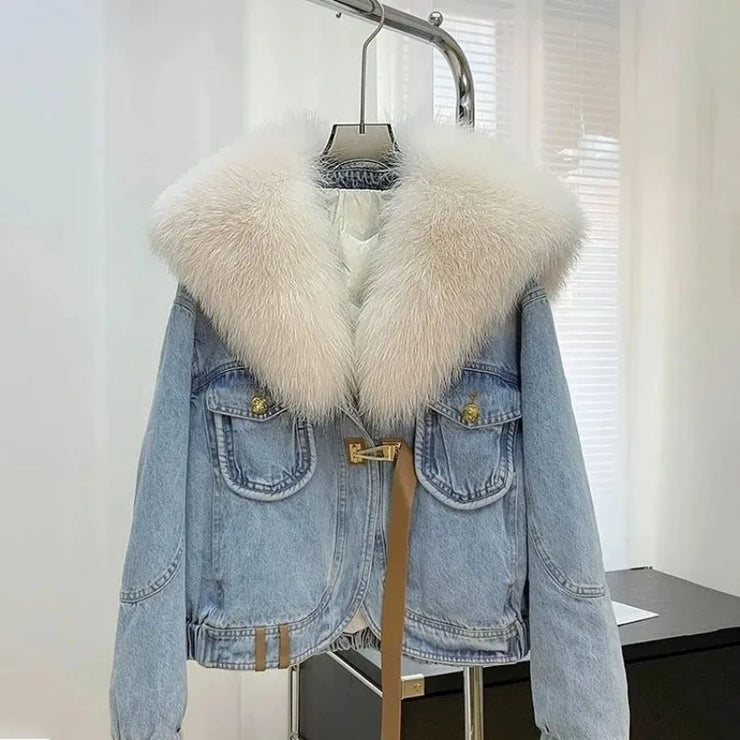 Emorelle™ Denim Fur Collar Cowboy Jacket