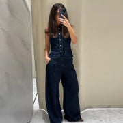 Emorelle™ Sleeveless Denim Matching set