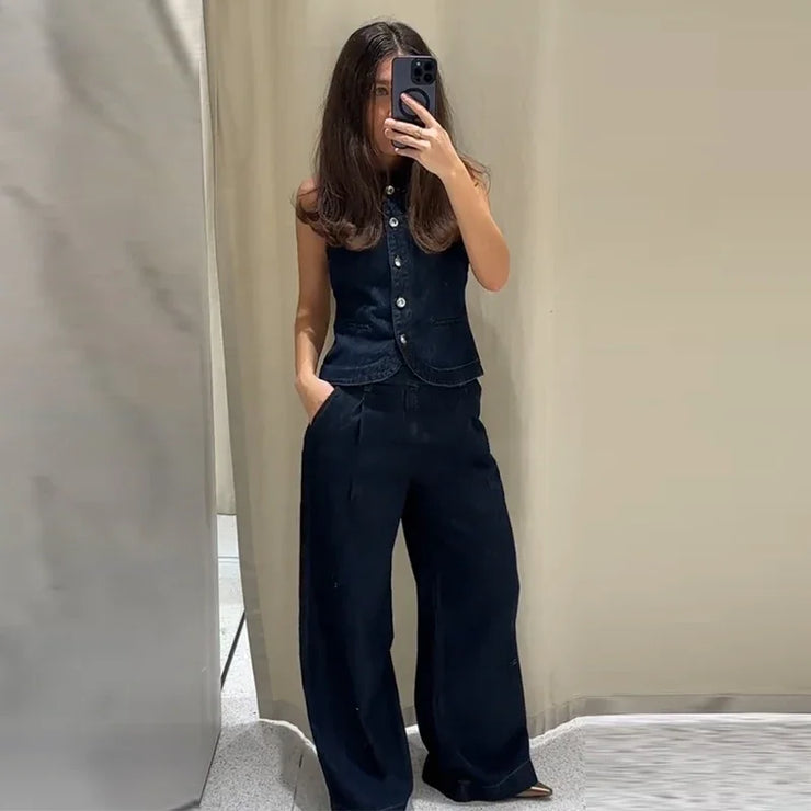 Emorelle™ Sleeveless Denim Matching set