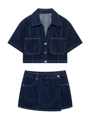 Emorelle™ Denim Jacket and Skort Matching Set