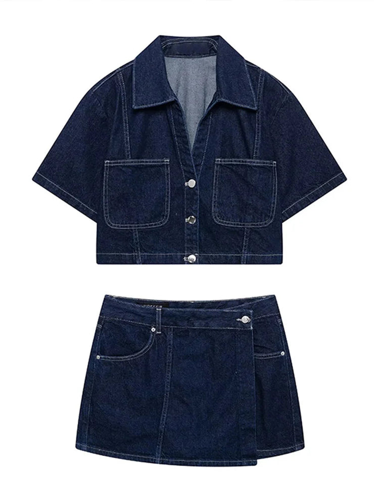 Emorelle™ Denim Jacket and Skort Matching Set