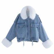 Emorelle™ Denim Wool Collar Jacket
