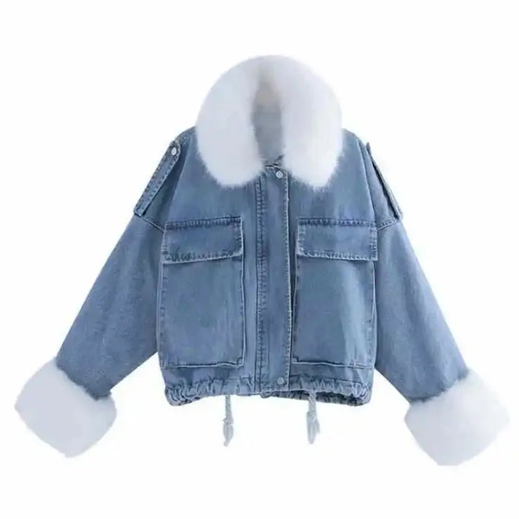 Emorelle™ Denim Wool Collar Jacket