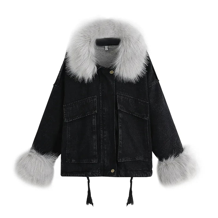 Emorelle™ Denim Wool Collar Jacket