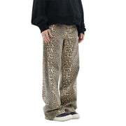 Emorelle™ Denim Leopard Print Washed Pants