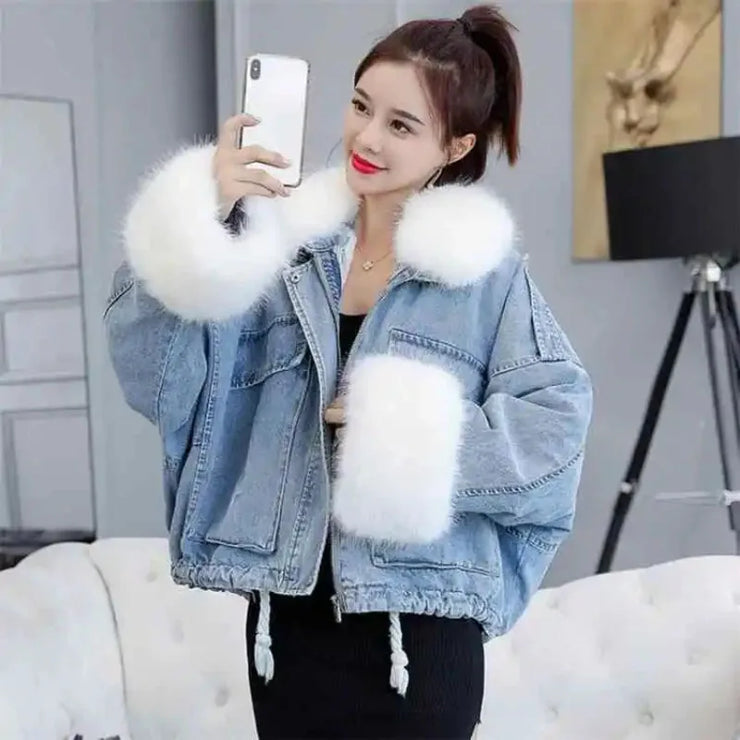 Emorelle™ Denim Wool Collar Jacket